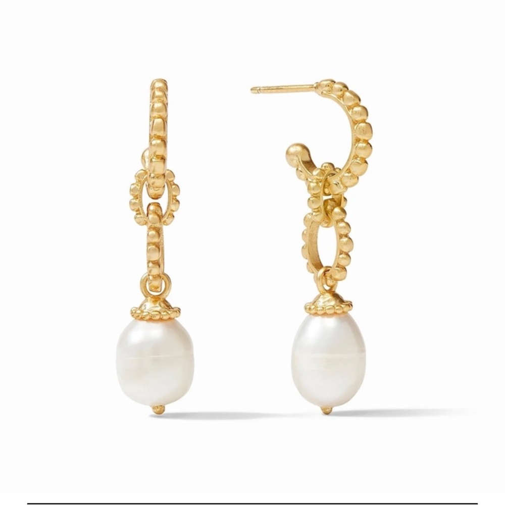 JULIE VOS • Marbella Midi Hoop & Pearl Charm Earrings